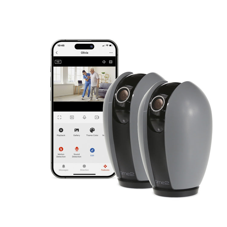 Olivia Indoor Rotating Elderly Monitoring Camera (2 Pack)